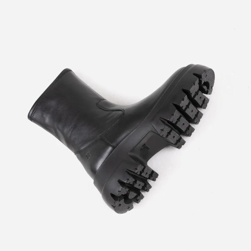 O Tizz Black Leather Ankle Boots
