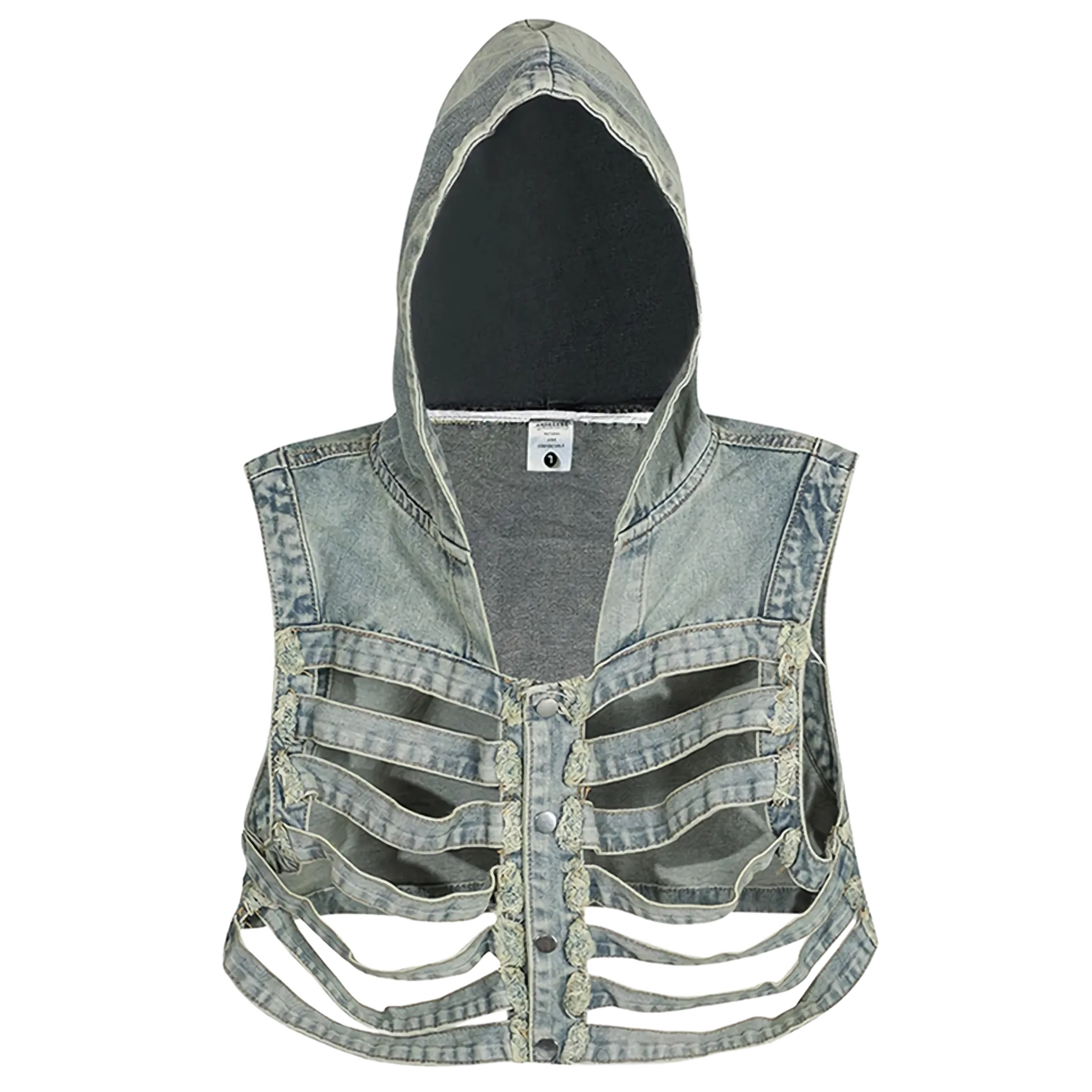 Skeletal Fusion Hooded Denim Gilet Vest