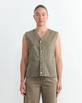 Sleeveless Gilet in Snow Olive