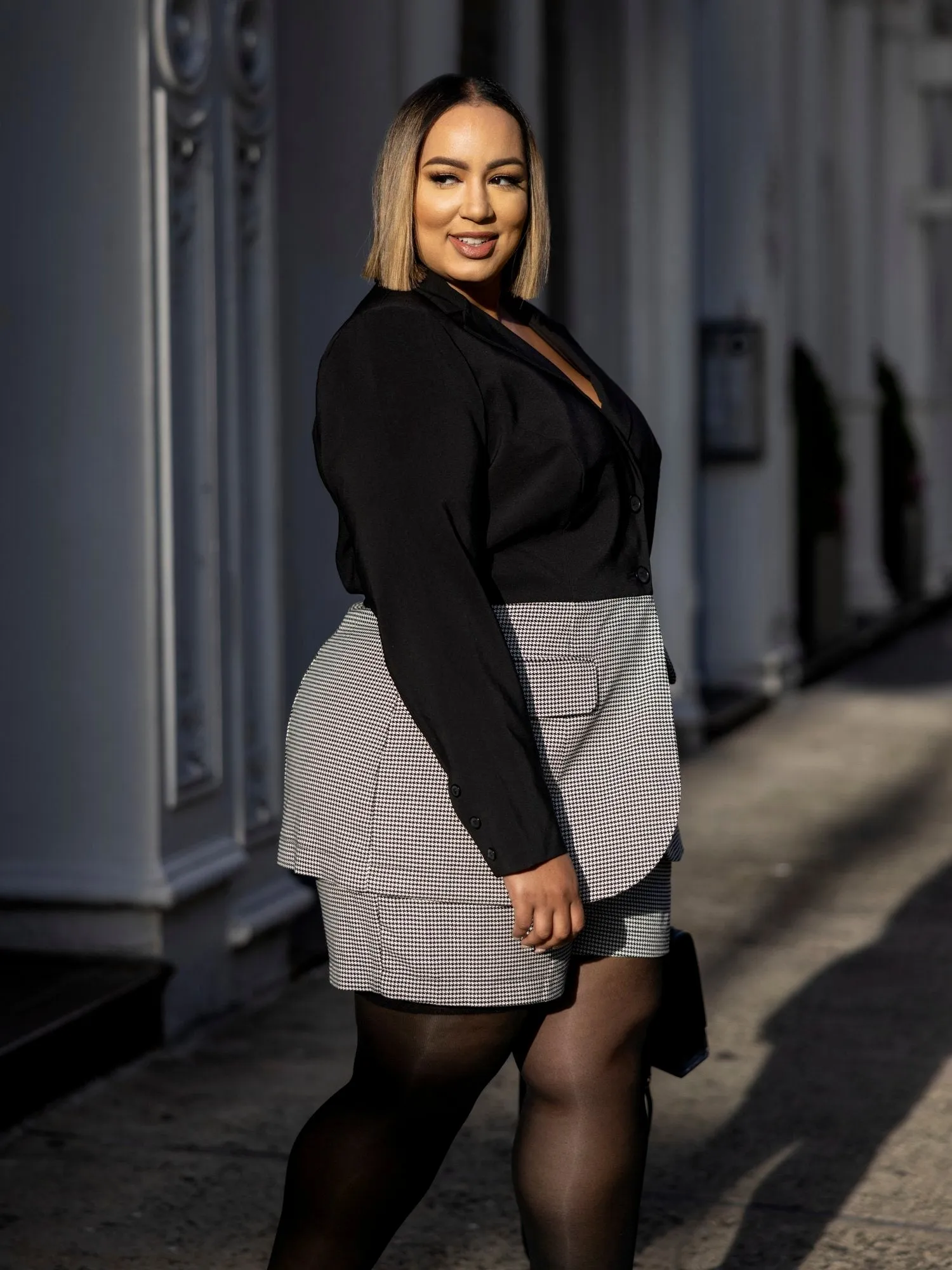 Sophia Two-Tone Blazer Romper - FTF LAB 010: BEAUTICURVE