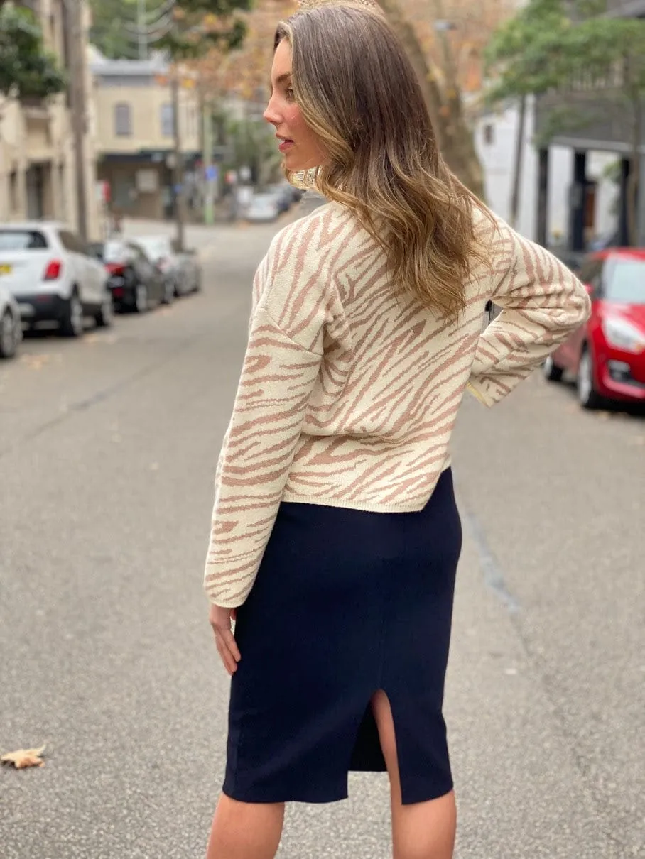 Spicy Sugar Triana Zebra Sweater Knit - Beige