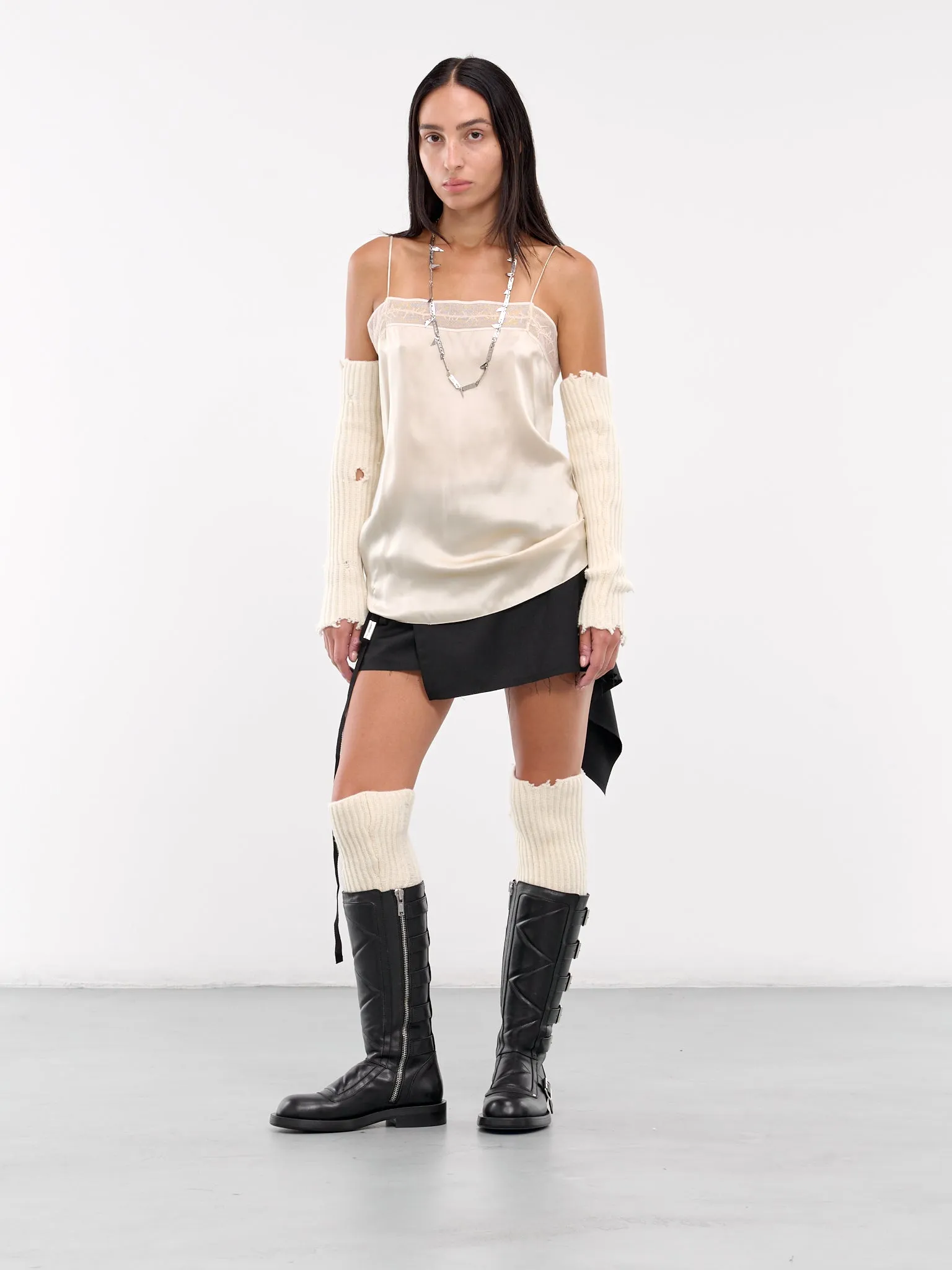 Zarina Knitted Gauntlets (B0012361-KN048-IVORY)